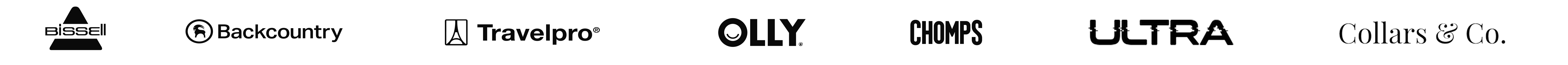 Bissell, Backcountry, Travelpro, OLLY, CHOMPS, Ultra, Collars & Co.